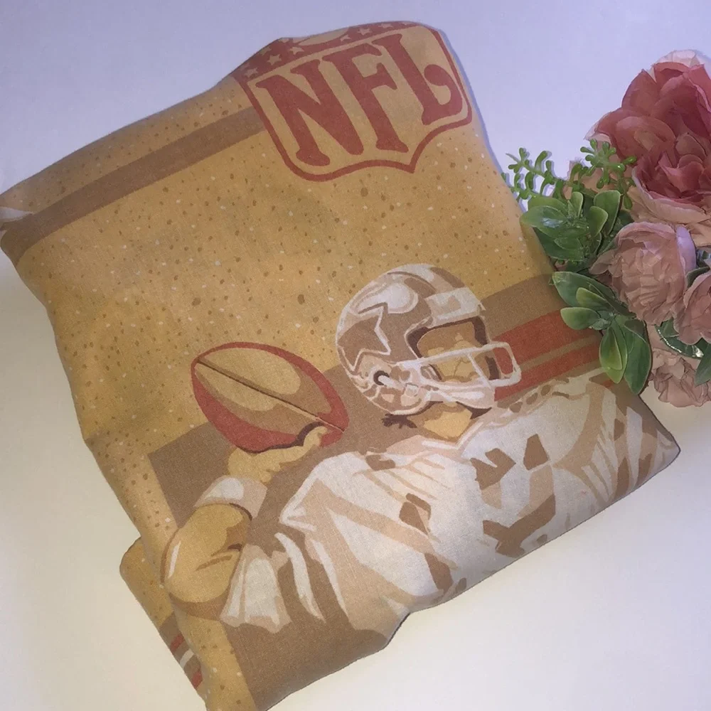 NFL Football VTG Brown Flat Sheet Vintage Football Bedding NFL 1980s NFL